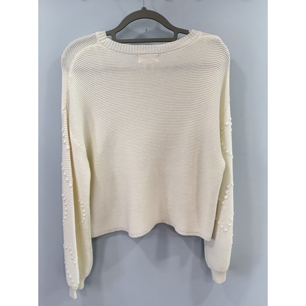 Jessica Simpson Cream Knit Heart Detail Crewneck Sweater Women's M Minimalist - Picture 5 of 9